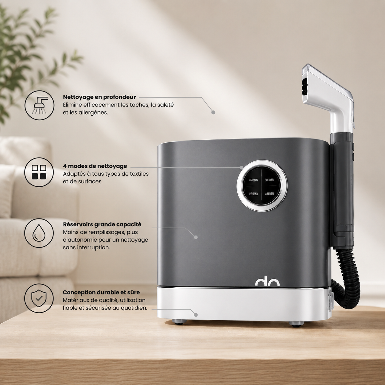 Shampouineuse Vapeur 13KPa | Nettoyeur Vapeur Odo | Canapé & Matelas